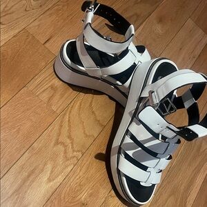 GB Girls White Strappy Platform Sandals